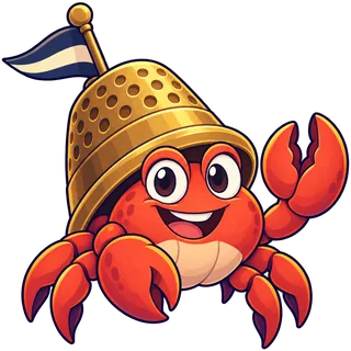A hermit crab in a thimble helmet