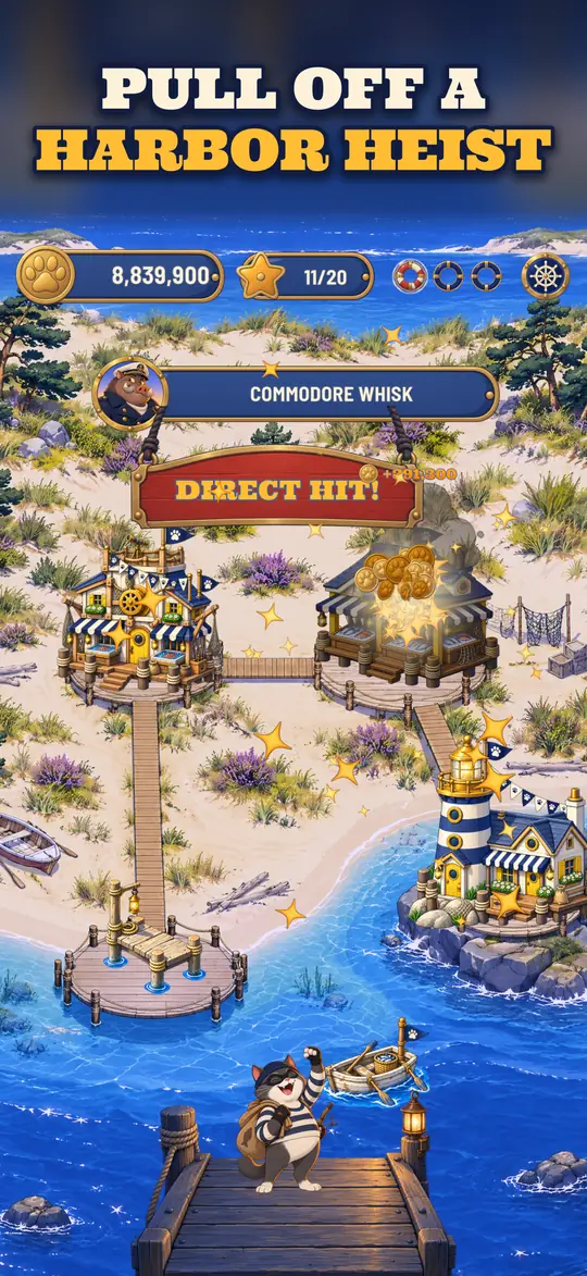 A direct hit on Baron Truffle’s harbor, coins flying