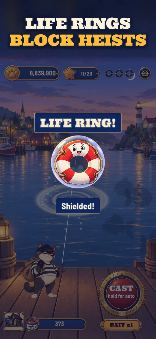 Screenshot: Life rings block heists